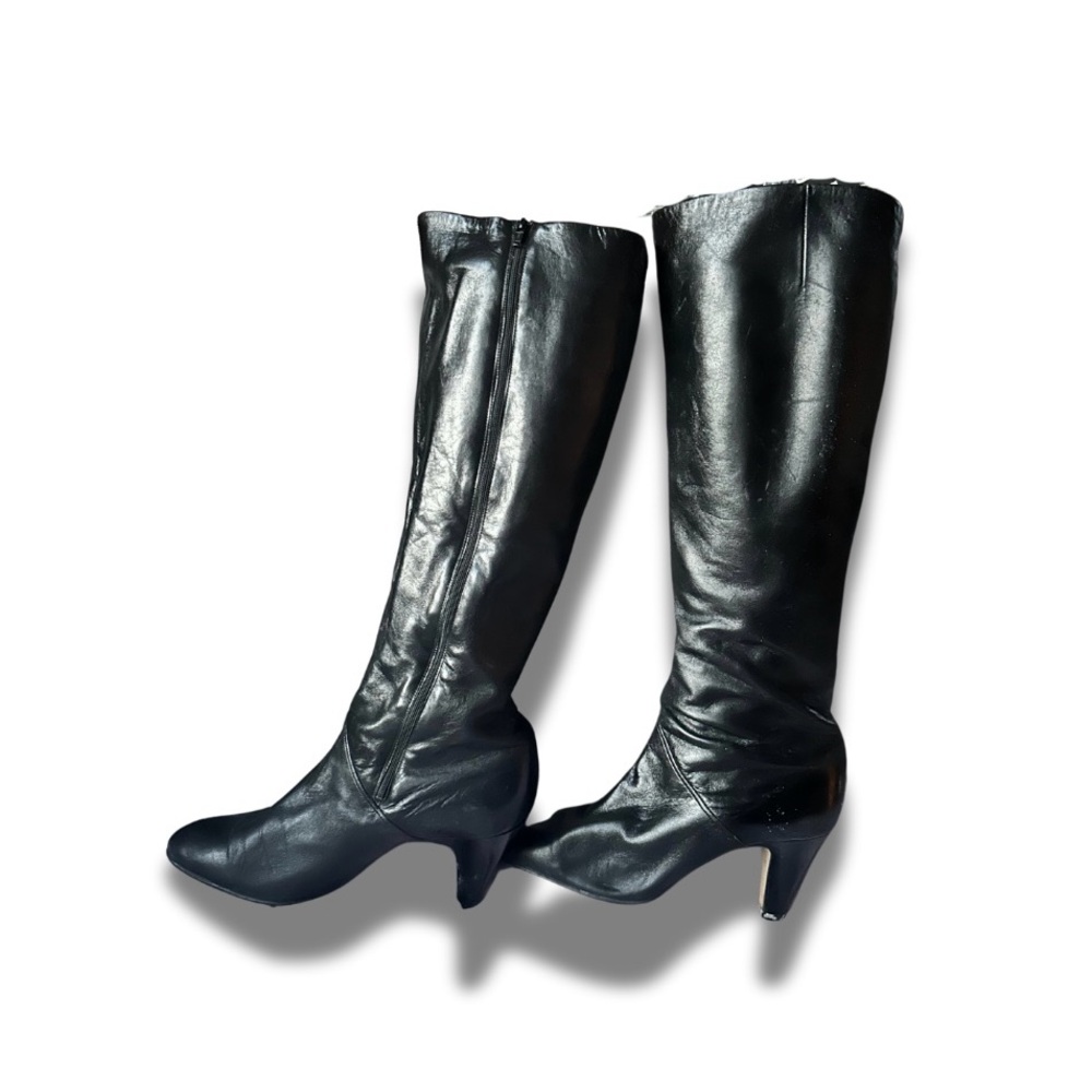 Leather high heel boots